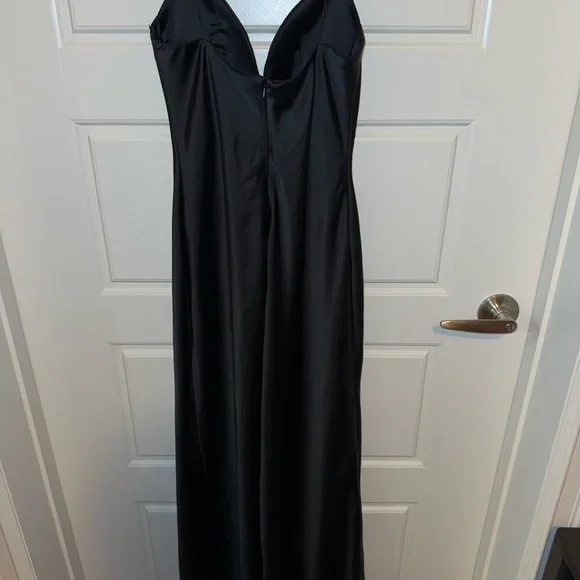 Zara Black Satin Cami Dress with Spaghetti Straps - Picture 4 of 4